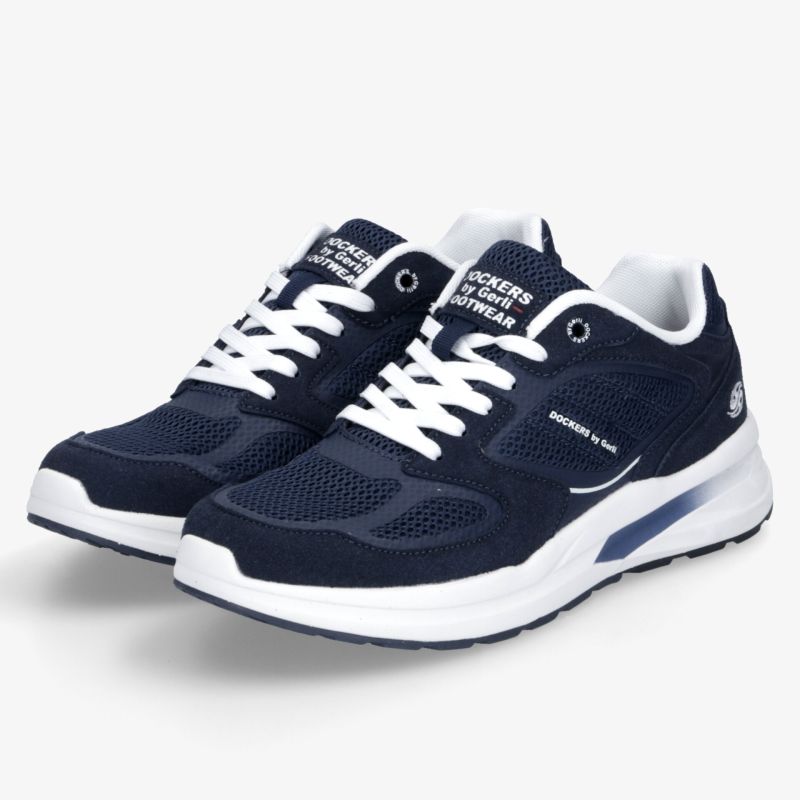 Leichter, atmungsaktiver Sportschuh in Navy und Weiß mit stoßdämpfender Sohle und bequemem Sitz, Paaransicht