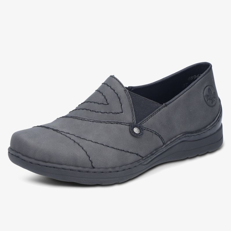 Schwarzer Slipper mit modernem Design und robustem Material, ideal für vielfältige Anlässe.