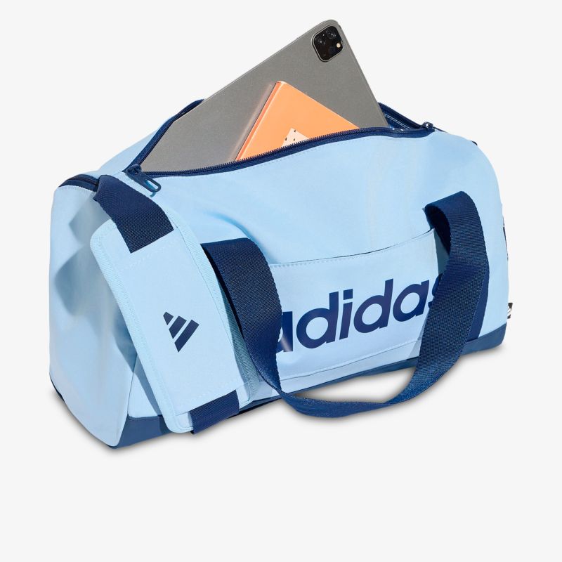 Leichte blaue Sporttasche mit geräumigem Innenfach und stabilem Tragegriff, adidas Markendesign