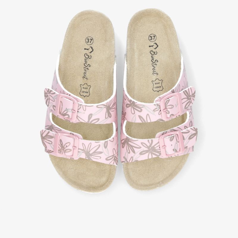 Bequeme rosa Sandalen mit floralen Mustern, verstellbaren Schnallen und weichem Fußbett, ideal für warmes Wetter