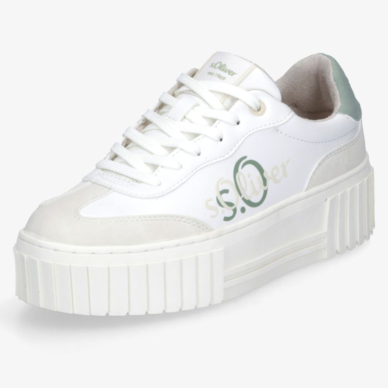 Moderner weißer Sneaker mit hervorstechender Plateau-Sohle und bequemer Polsterung für stilvollen Komfort