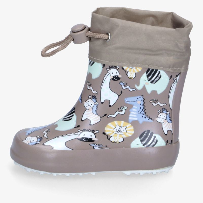 Wasserdichter Gummistiefel mit buntem Tiermuster, rutschfester Sohle und verstellbarem Verschluss für bequemen Sitz