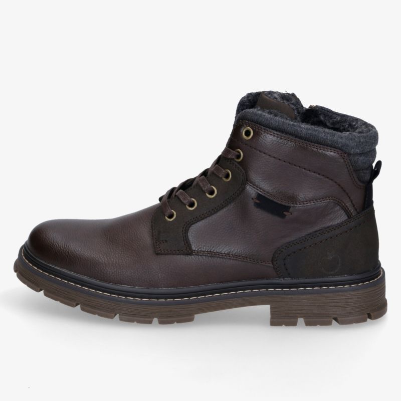 Hochwertiger, robuster Lederstiefel mit warmem Futter und rutschfester Sohle für optimalen Tragekomfort.