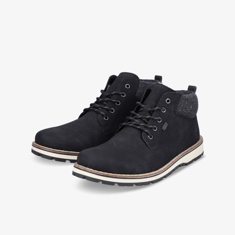 Schwarze robuste Halbschuhe mit Schnürung, gepolstertem Schaft und rutschfester Sohle, ideal für Alltag und Komfort