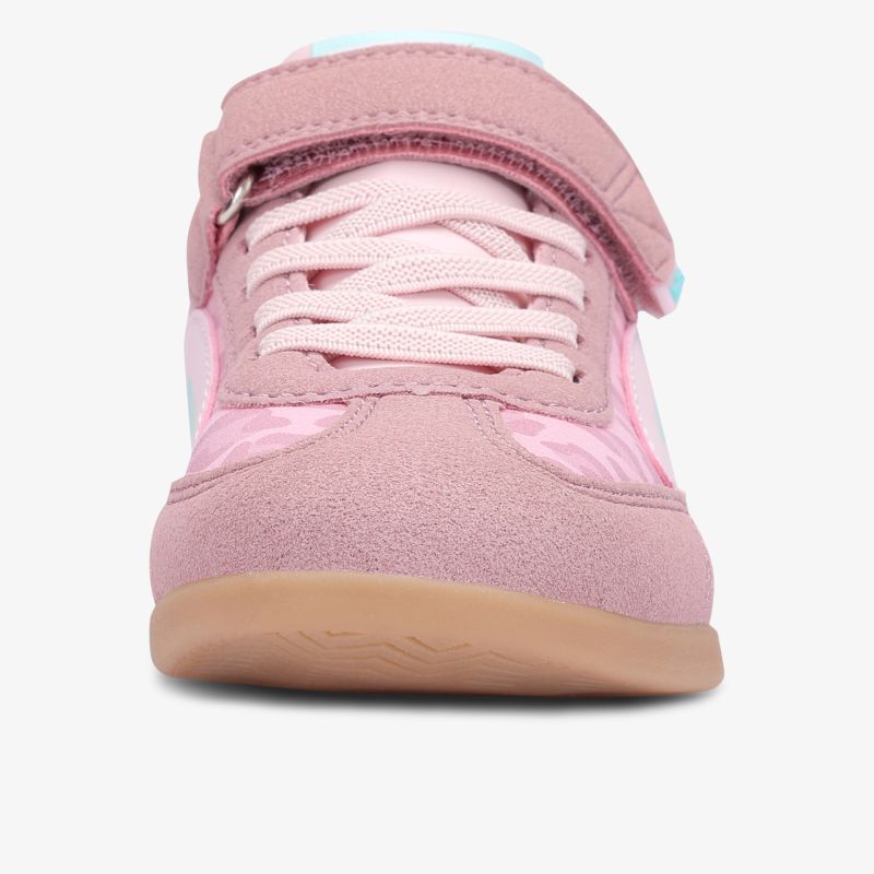 Rosa Sneaker mit Klettverschluss und rutschfester Sohle, sportlich und bequem, Frontansicht
