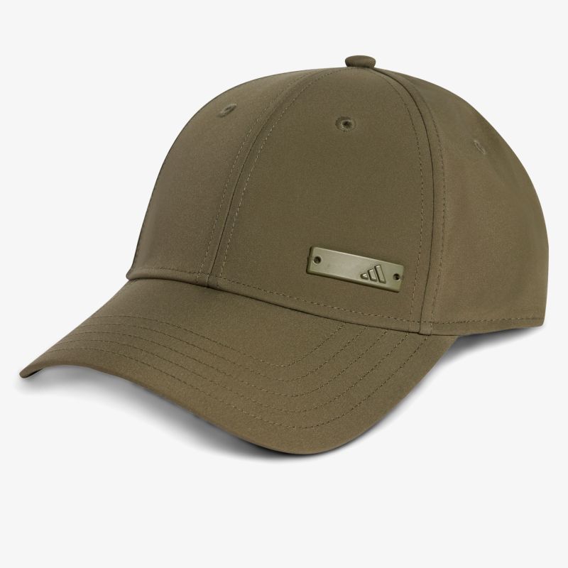 Unifarbene Baseball Kappe mit gebogenem Schirm und Metall-Logo, verstellbar und leicht
