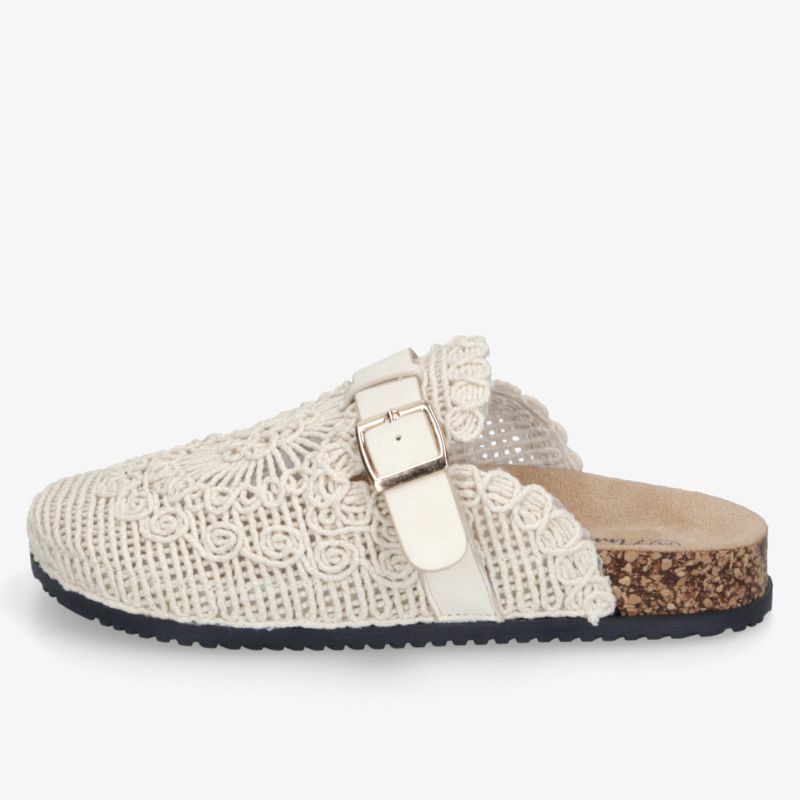 Bequeme gehäkelte Sandalen mit verstellbarer Schnalle und rutschfester Korksohle für den Sommer