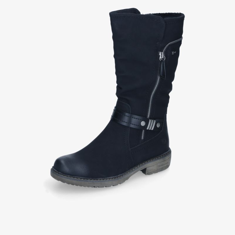 Schwarzer Stiefel mit Reißverschluss und robustem Absatz, bequeme Passform für vielfältigen Einsatz