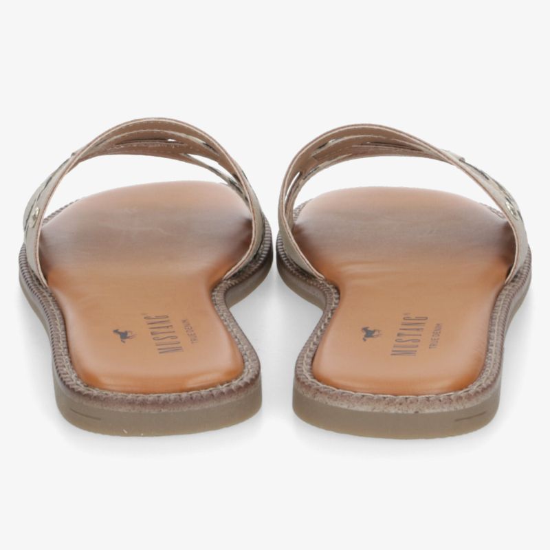 Rückansicht von zwei Sandalen mit Riemen, weichem Fußbett und langlebiger Sohle, bequem und hochwertig