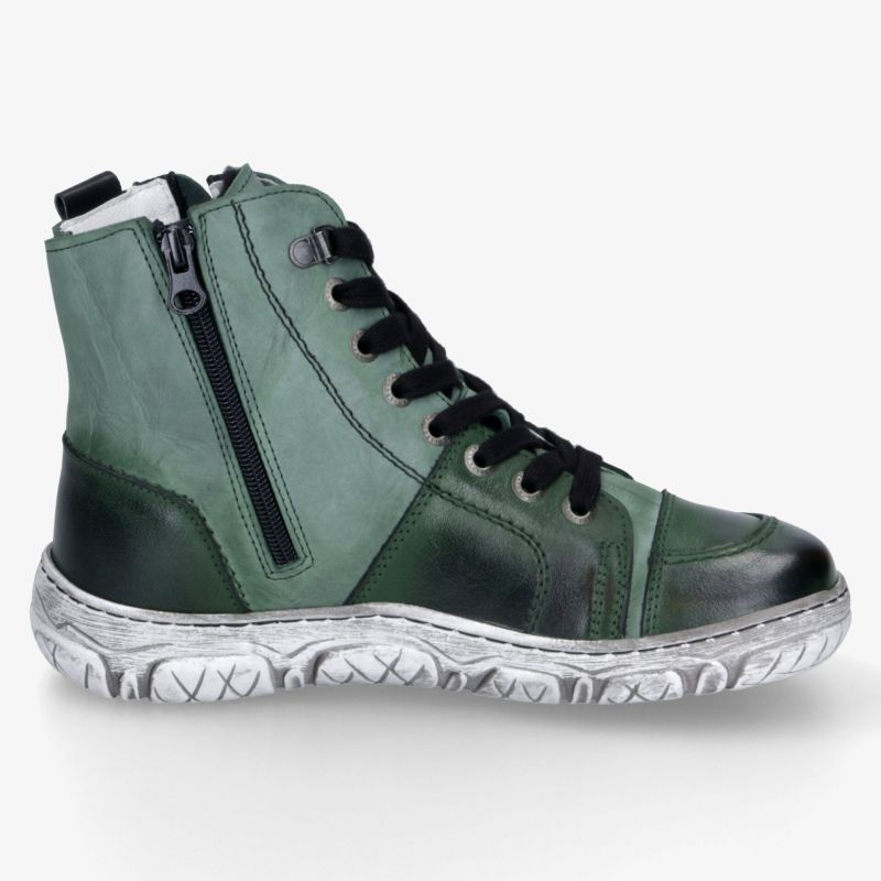 Sportlicher grüner Sneaker mit Reißverschluss und robuster weißer Sohle, bequem und langlebig