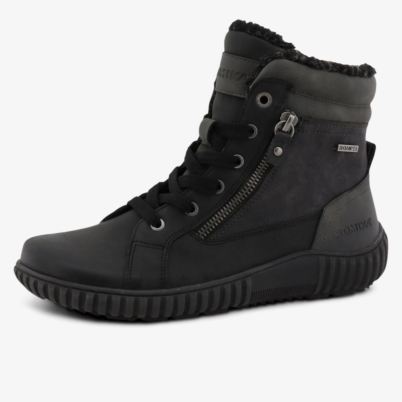 Bequemer warmer wasserdichter Winterstiefel mit Reißverschluss und rutschfester Sohle seitlich sichtbar