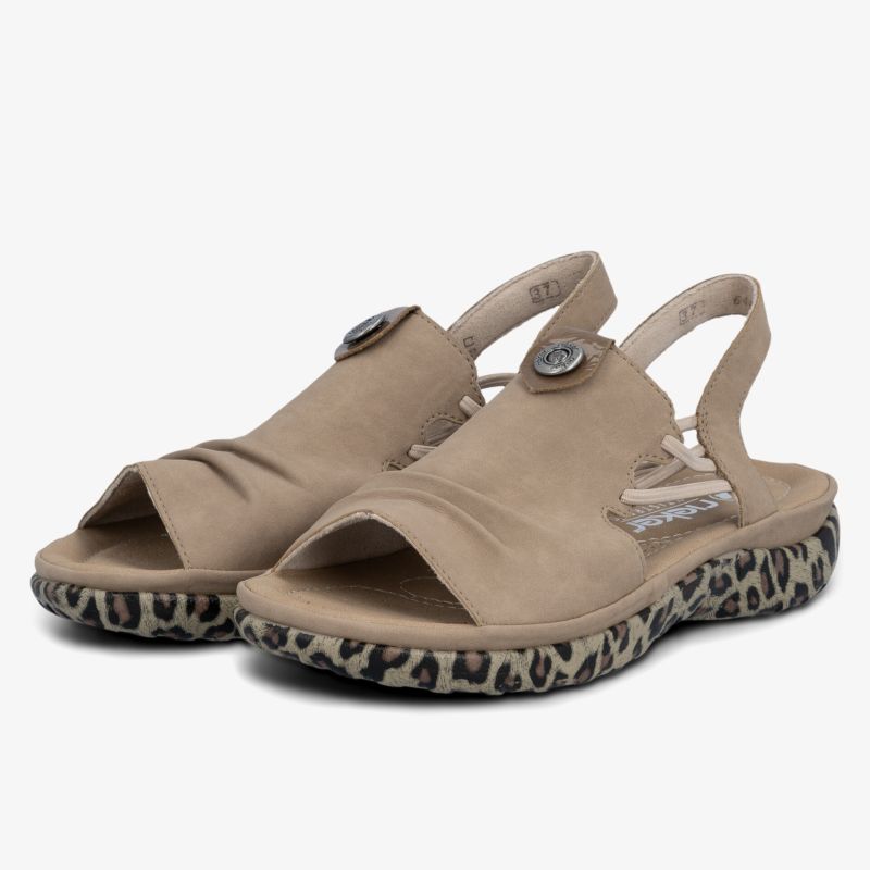 Bequeme Sandalen mit weichem Leder, elastischem Fersenriemen und flexibler Leopardenmuster-Sohle, ideal für Alltag