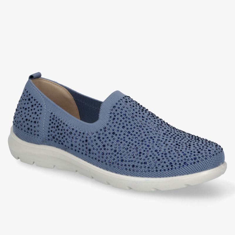 Blauer, bequemer Slipper mit atmungsaktivem, flexiblem Design und stilvollem Diamantmuster.