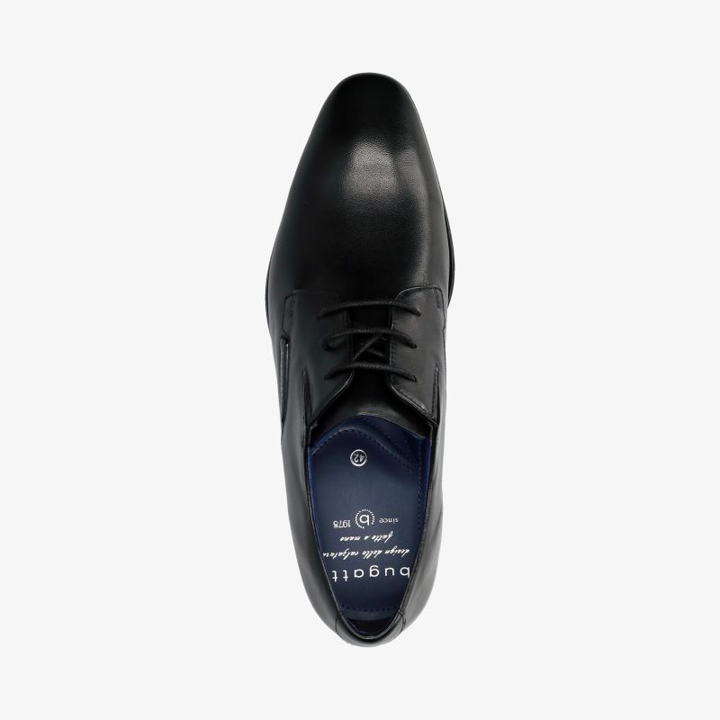 Eleganter schwarzer Lederschuh in klassischem Design, ideal für formelle Anlässe und professionellen Auftritt.