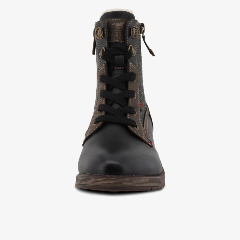 Robuster Schnürstiefel aus hochwertigem Leder mit seitlichem Reißverschluss und modischem Design