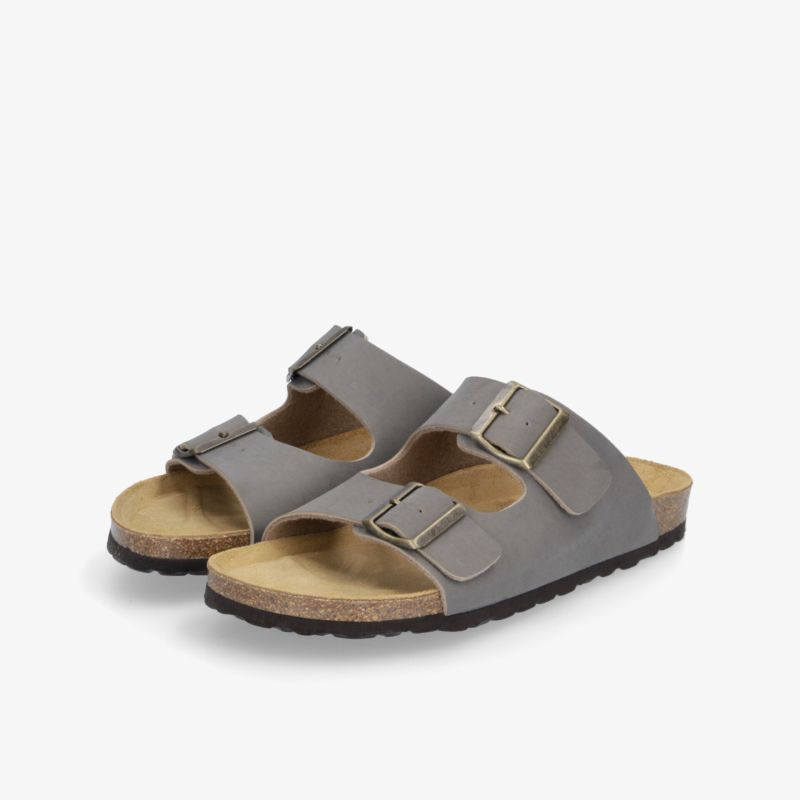 Bequemes Paar graue Sandalen mit gepolsterter Innensohle und verstellbaren Schnallen für optimalen Halt