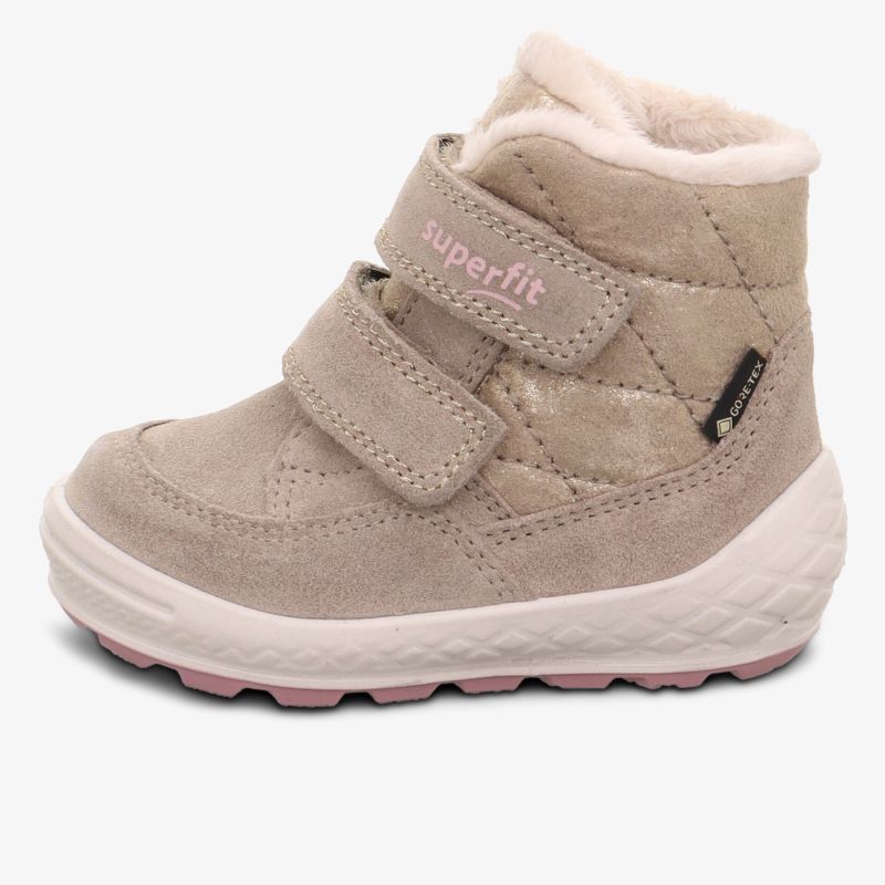 Warmer Kinderschuh mit weichem Innenfutter und rutschfester Sohle, einfacher Klettverschluss für sicheren Halt