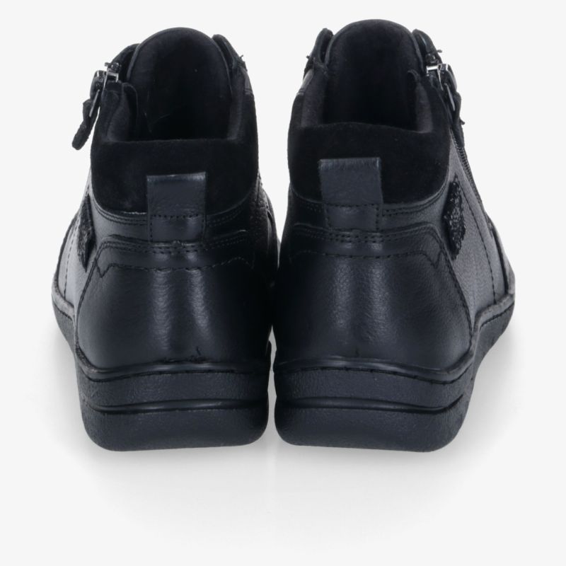 Schwarze Schuhe mit praktischem Reißverschluss und rutschfester Sohle, komfortabel und strapazierfähig