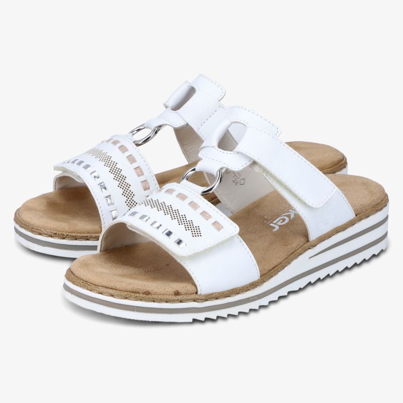 Weißer Sandalen-Slipper mit verstellbarem Riemen und weicher Sohle für bequemen Halt