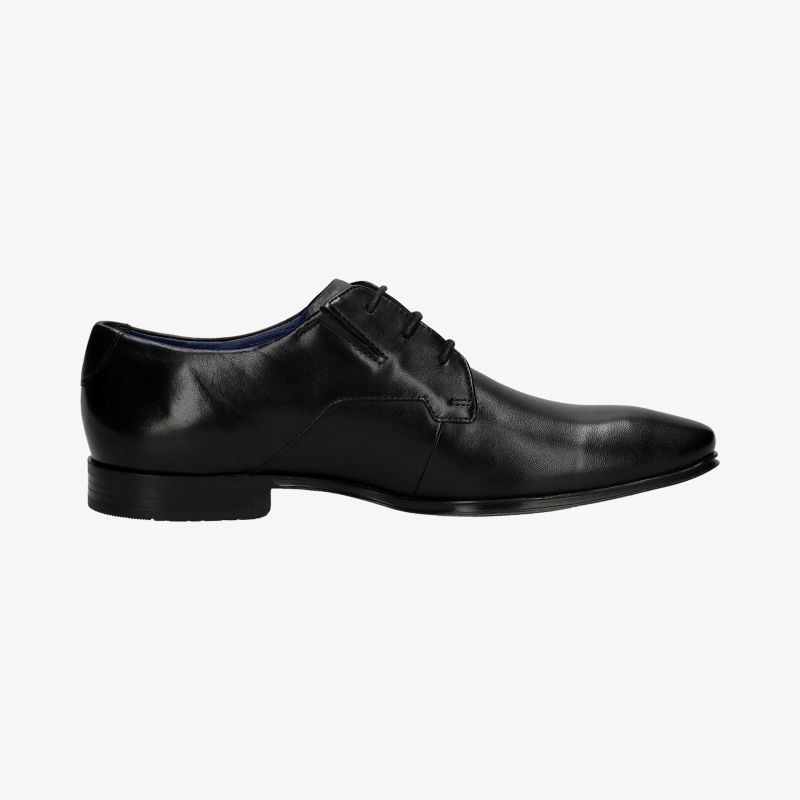 Eleganter schwarzer Lederschuh mit zeitlosem Design für formelle Anlässe.
