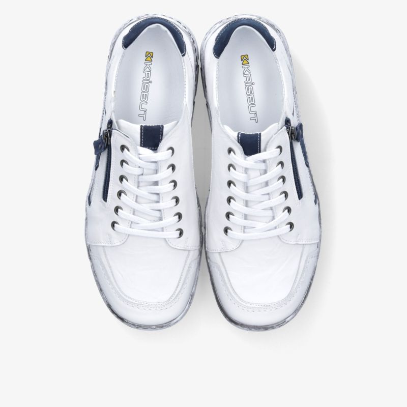 Weiße Sneaker mit Schnürung und Reißverschluss, sportlich und komfortabel mit robustem, modernem Design