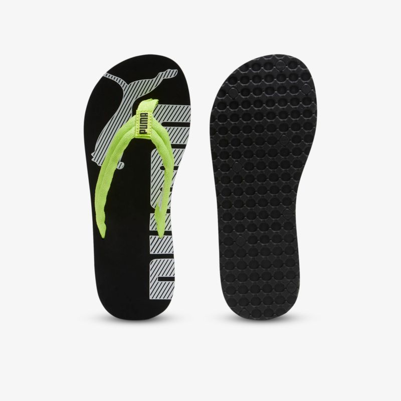 Leichtes und robustes Flip Flop Paar mit rutschfester Sohle und gepolstertem Fußbett in Schwarz und Grün