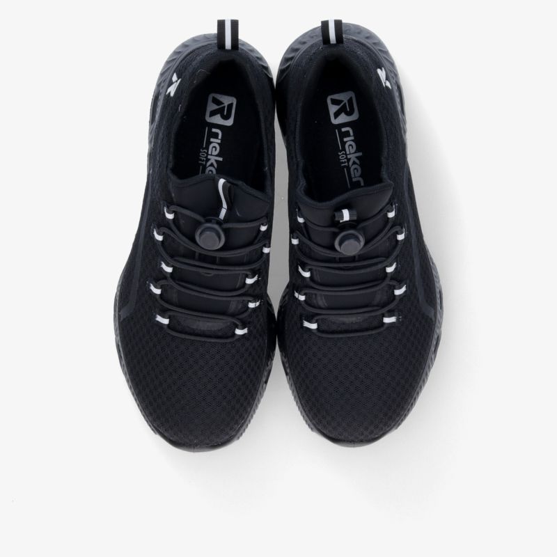 Leichte, atmungsaktive schwarze Schnürschuhe mit modernem Design und sportlichem Look.