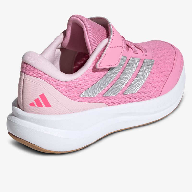 Leichter rosaroter Sneaker mit atmungsaktivem Material und dämpfender weißer Sohle, sportliches Design