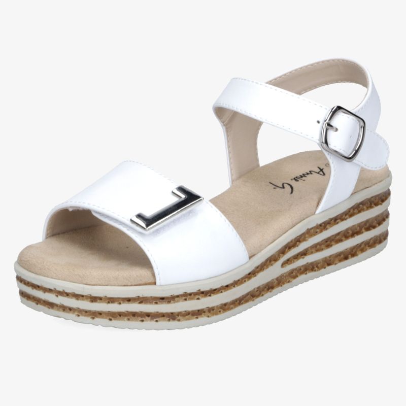 Elegante weiße Plateausandalen mit verstellbarem Riemen und rutschfester Sohle für optimalen Komfort.