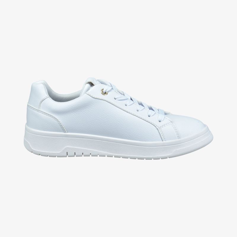 Moderner weißer Sneaker mit leichter Sohle und sportlichem Design, ideal für den täglichen Komfort und flexiblen Einsatz