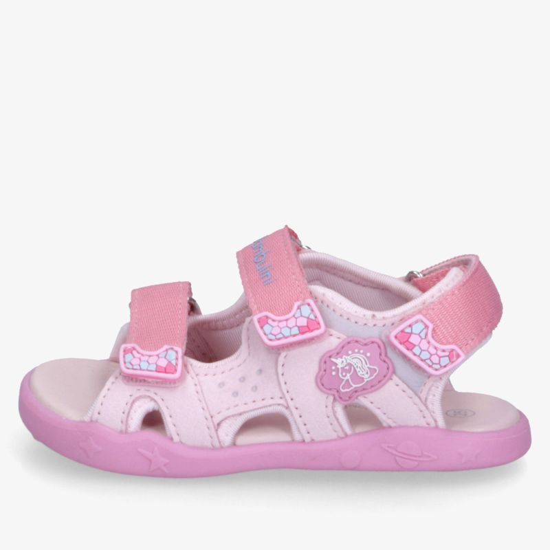 Leichte rosa Kindersandale mit verstellbaren Klettverschlüssen und rutschfester Sohle für optimalen Tragekomfort