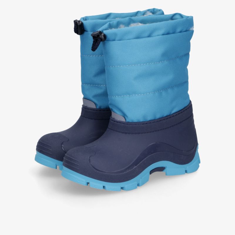 Robuste und wasserdichte Stiefel in leuchtendem Blau mit isolierendem Innenfutter und rutschfester Sohle.
