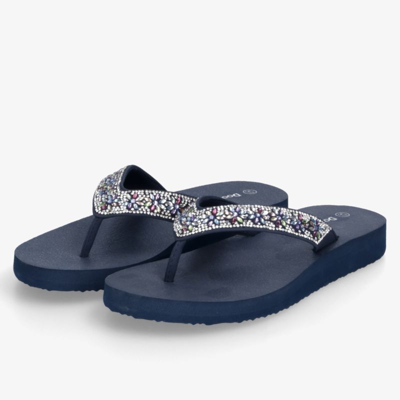 Bequeme Flipflops mit weicher Sohle und bunten Riemen, leichter rutschfester Sommerschuh für angenehmen Tragekomfort