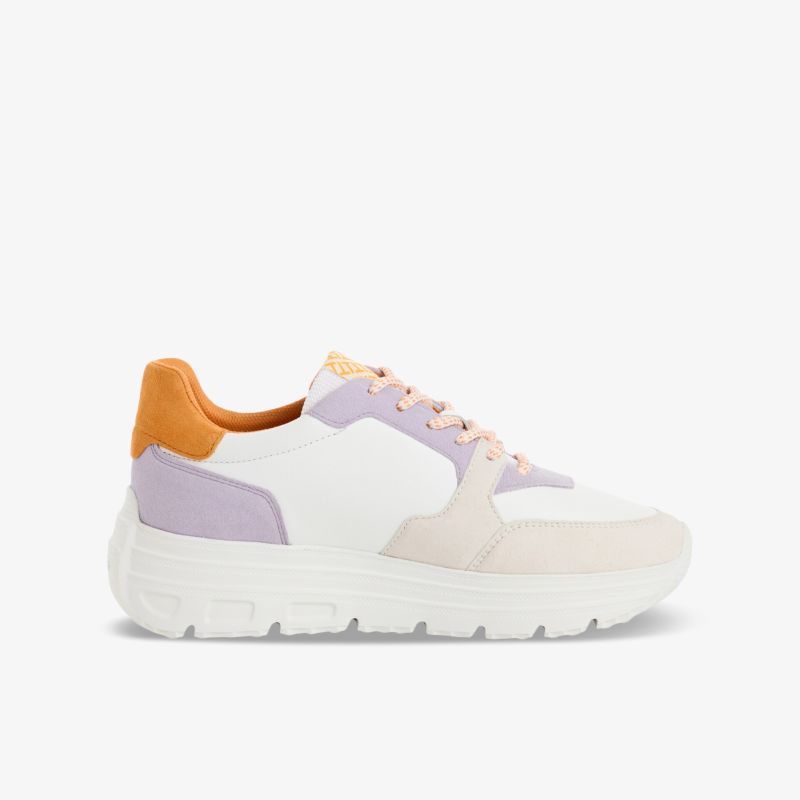 Moderner Sneaker mit bequemer Passform, atmungsaktivem Material und stoßdämpfender Sohle in Lila und Weiß