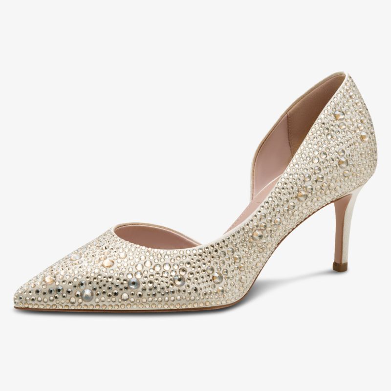 Eleganter spitzer Pumps mit glitzernden Verzierungen und mittelhohem Absatz, ideal für festliche Anlässe