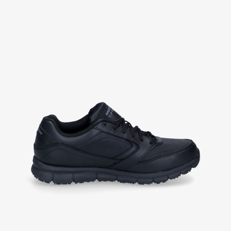 Sportlicher und bequemer schwarzer Schuh mit rutschfester Sohle, ideal für Alltag und Freizeit.