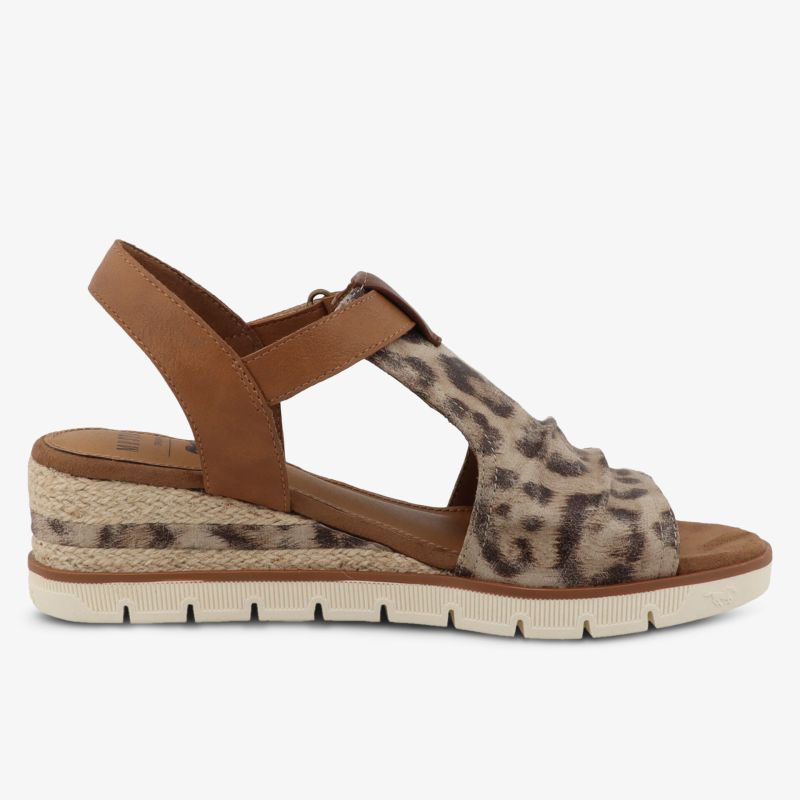 Bequeme Sandale mit leichtem Absatz und modischem Tierfellmuster, ideal für entspannte Sommertage