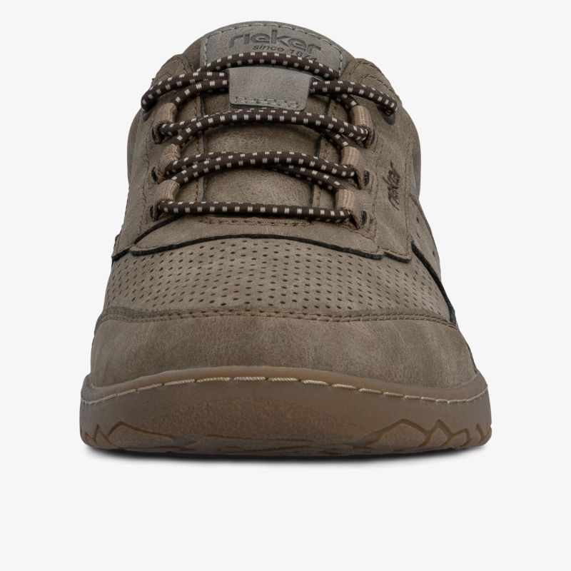 Robuster Schuh mit atmungsaktivem Material und rutschfester Sohle in Frontansicht