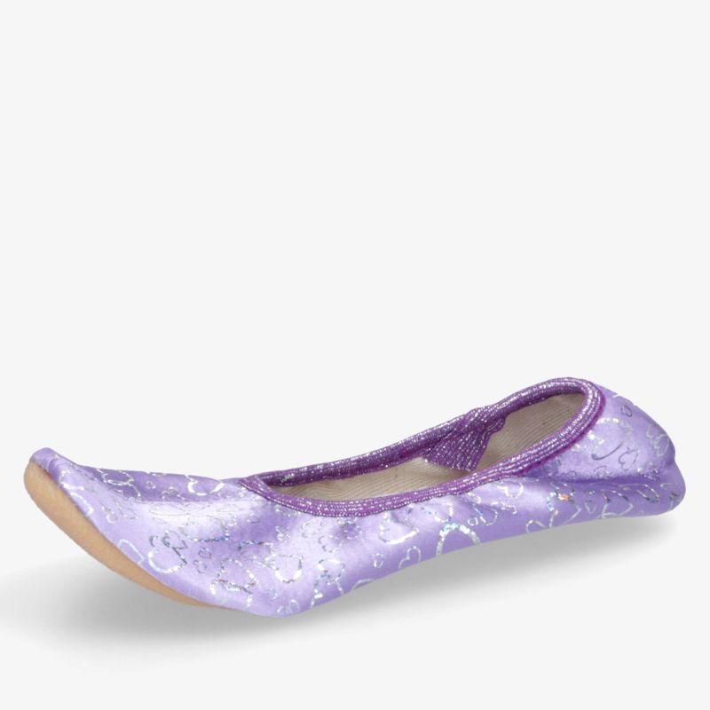 Fliederfarbener Ballerina mit glitzerndem Design, leichter und bequemer flacher Schuh für eleganten Look
