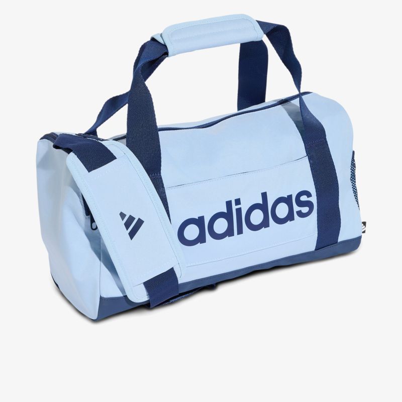 Robuste Adidas Sporttasche in Hellblau mit verstellbarem Schultergurt und großem Stauraum, ideal für Training und Alltag