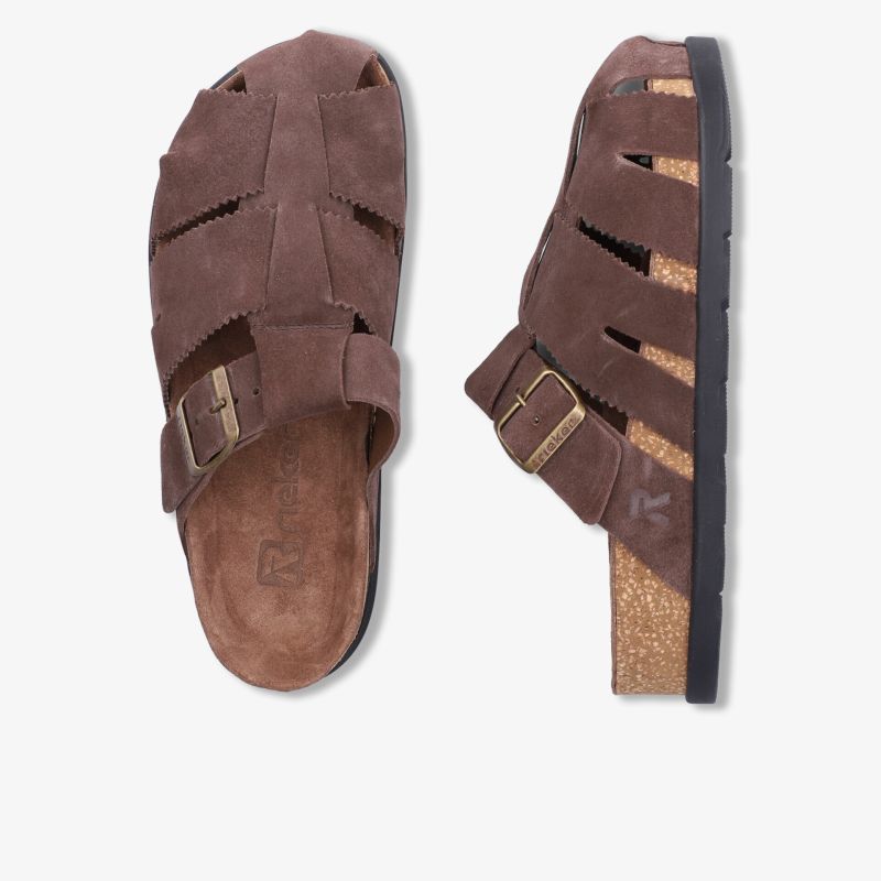 Bequeme braune Sandale mit verstellbarem Riemen und komfortabler Korksohle für einen sicheren Halt
