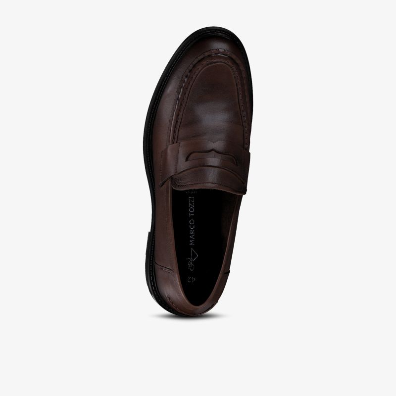 Eleganter brauner Leder-Loafer in klassischem Design, komfortabel und vielseitig passend.