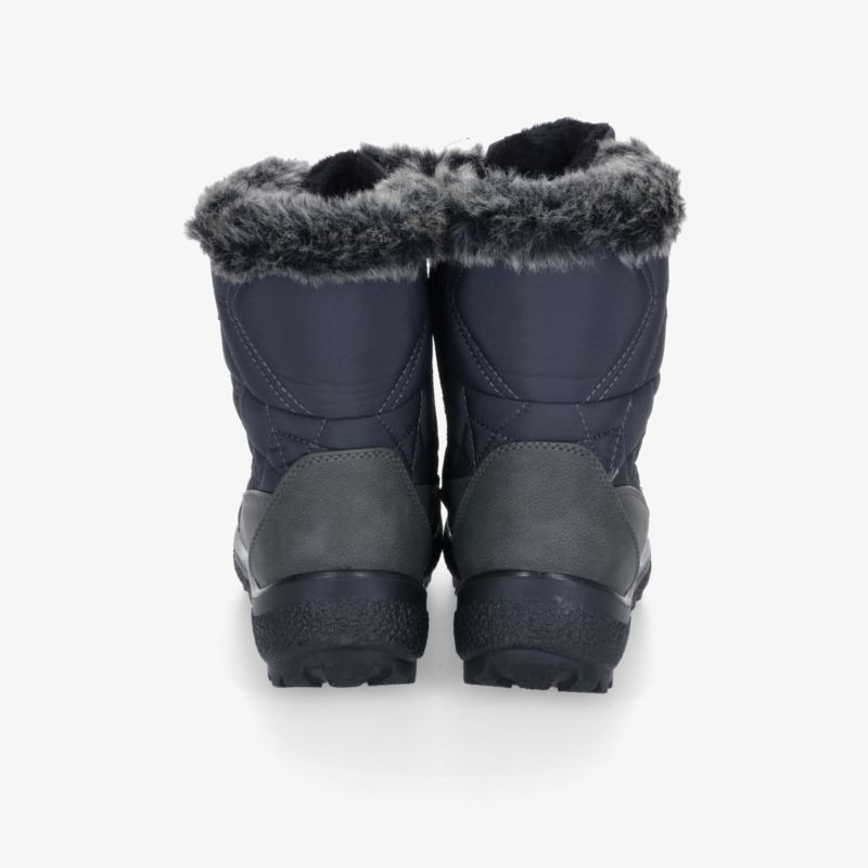 Robuste Winterstiefel mit weichem Fellbesatz und rutschfester Sohle in Rückansicht für optimalen Halt