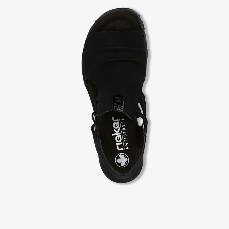 Bequemer, atmungsaktiver schwarzer Schuh mit robustem Design und rutschfester Sohle, Top-Down Ansicht