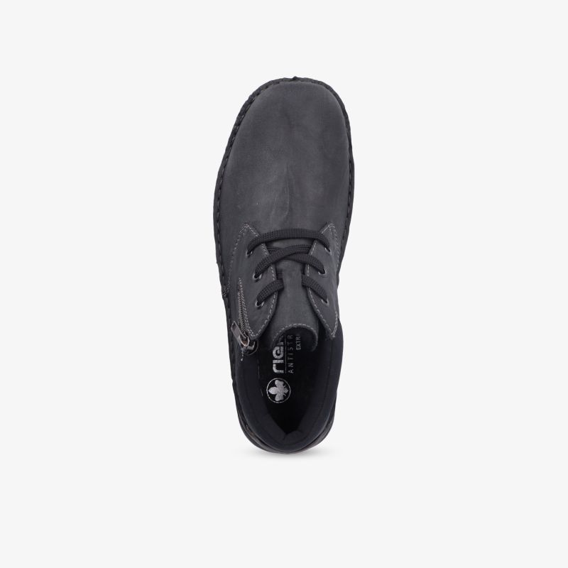 Schwarzer Sportschuh mit Schnürung, robust und bequem, flexible Passform, ideal für den Alltag