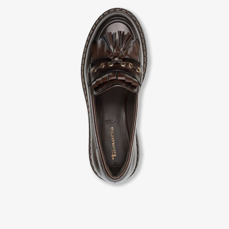Eleganter brauner Lederschuh mit Quasten und klassischem Design, bequem und stilvoll