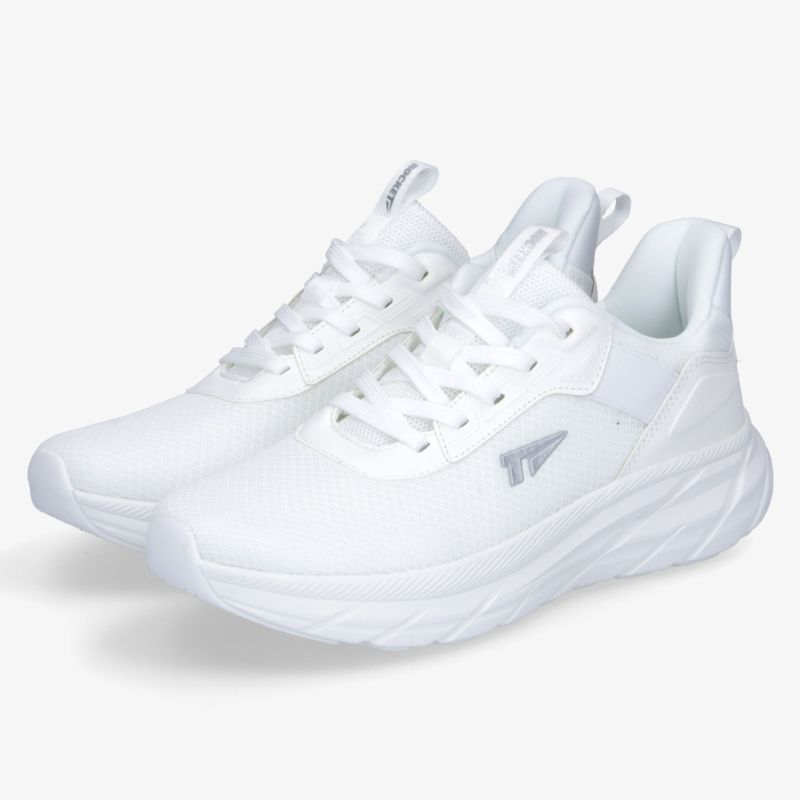Weißes Sneaker-Paar mit moderner, robuster Sohle und atmungsaktivem Material, ideal für Alltag und Sport