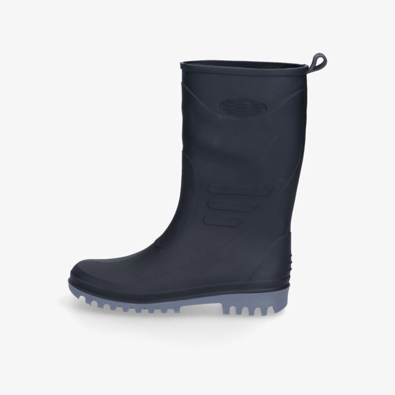Robuster schwarzer Gummistiefel mit rutschfester Sohle, komfortabel und wasserdicht für vielseitige Nutzung