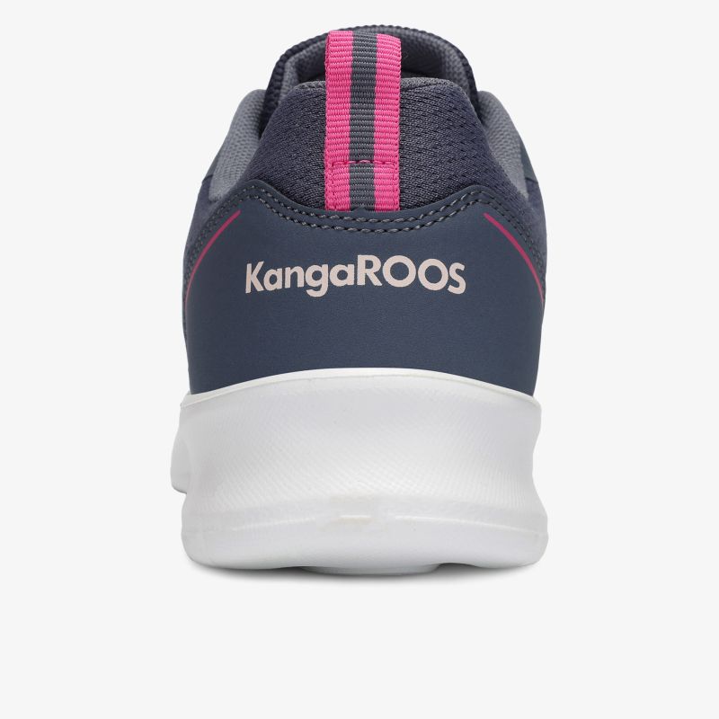 Moderner Schuh mit atmungsaktivem Material und rutschfester weißer Sohle, navyfarben mit pinken Akzenten