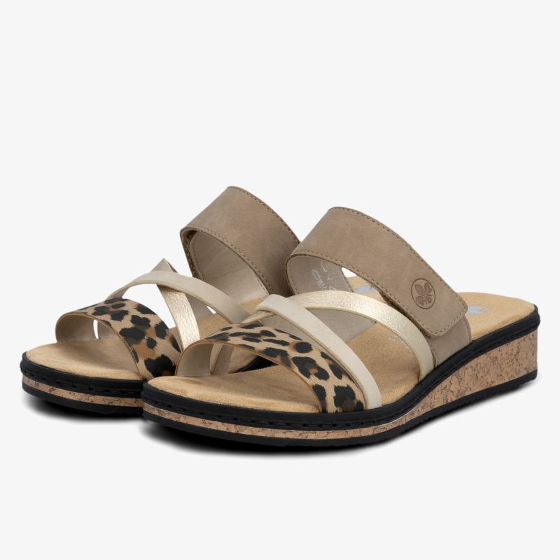 Bequeme Sandalen mit Korksohle, modischen Riemen und angesagtem Leopardenmuster, perfekt für sommerlichen Komfort